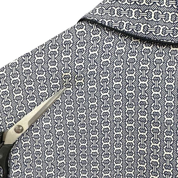 Tory Burch Christelle 100% Silk Navy & White Chain Print Long Sleeve Shirt Dress - Picture 7 of 11